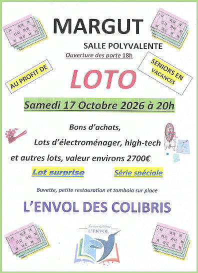 Loto à Margut avec l'envol des colibris, le samedi 17 octobre